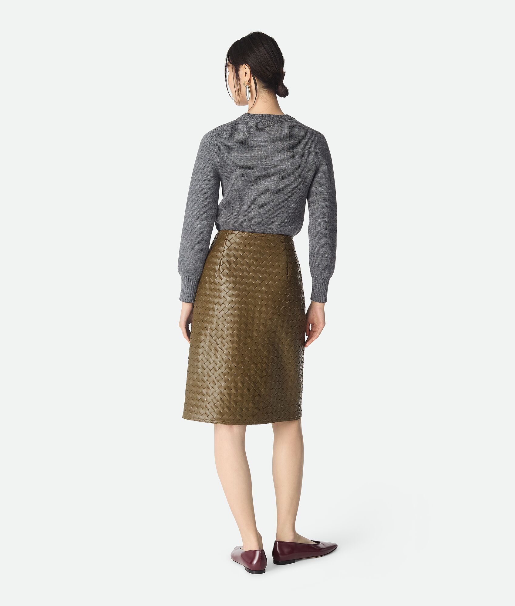 Intrecciato Leather Skirt - 3