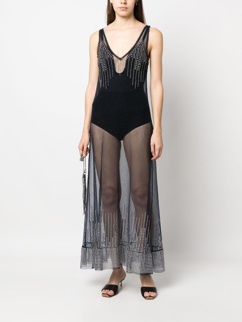 rabanne stud-detailed sheer long dress outlook