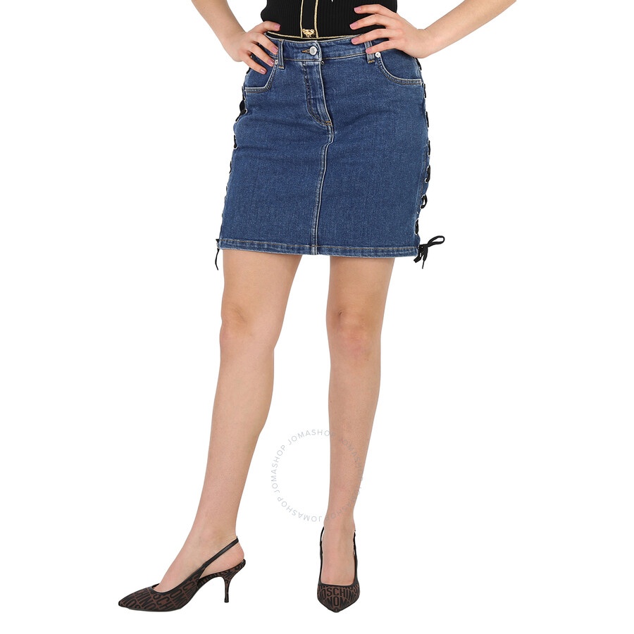 Moschino Ladies Lace-Up Side Denim Mini Skirt, Brand Size 40 (US Size 6) - 4