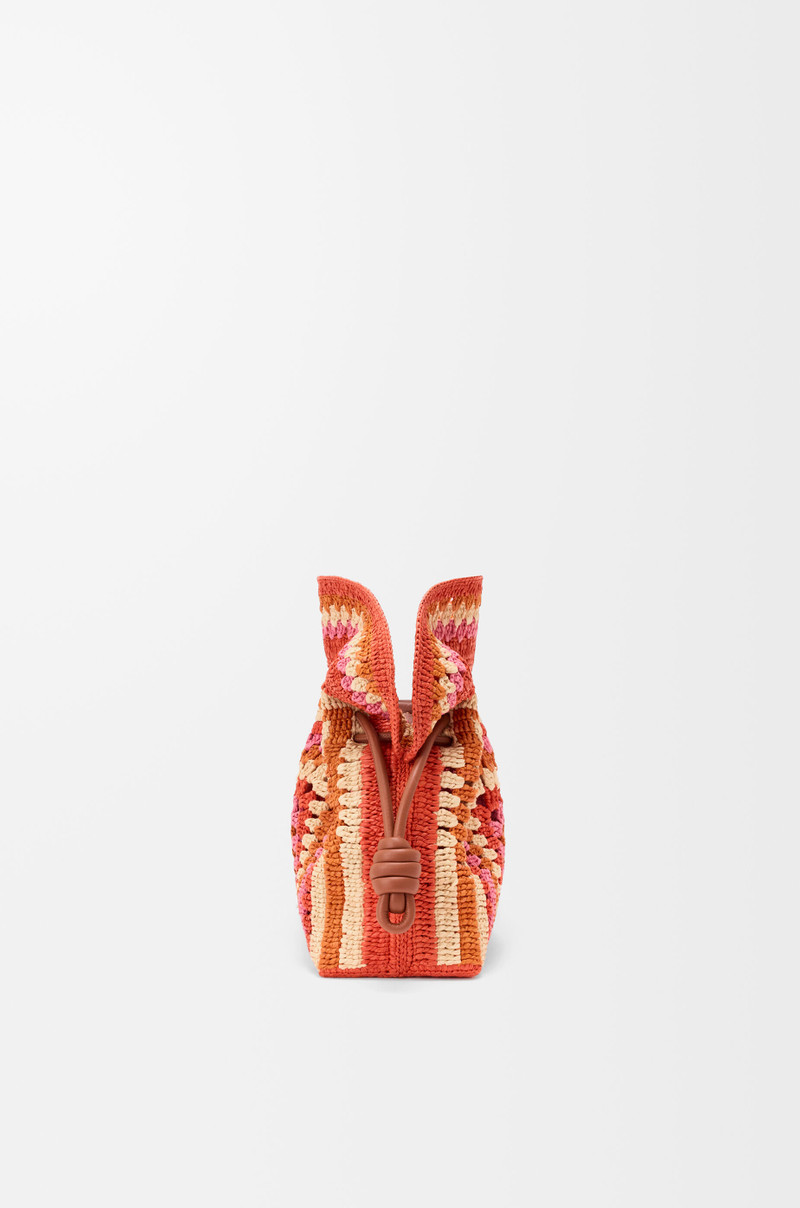 Medium Flamenco clutch in raffia and calfskin 5
