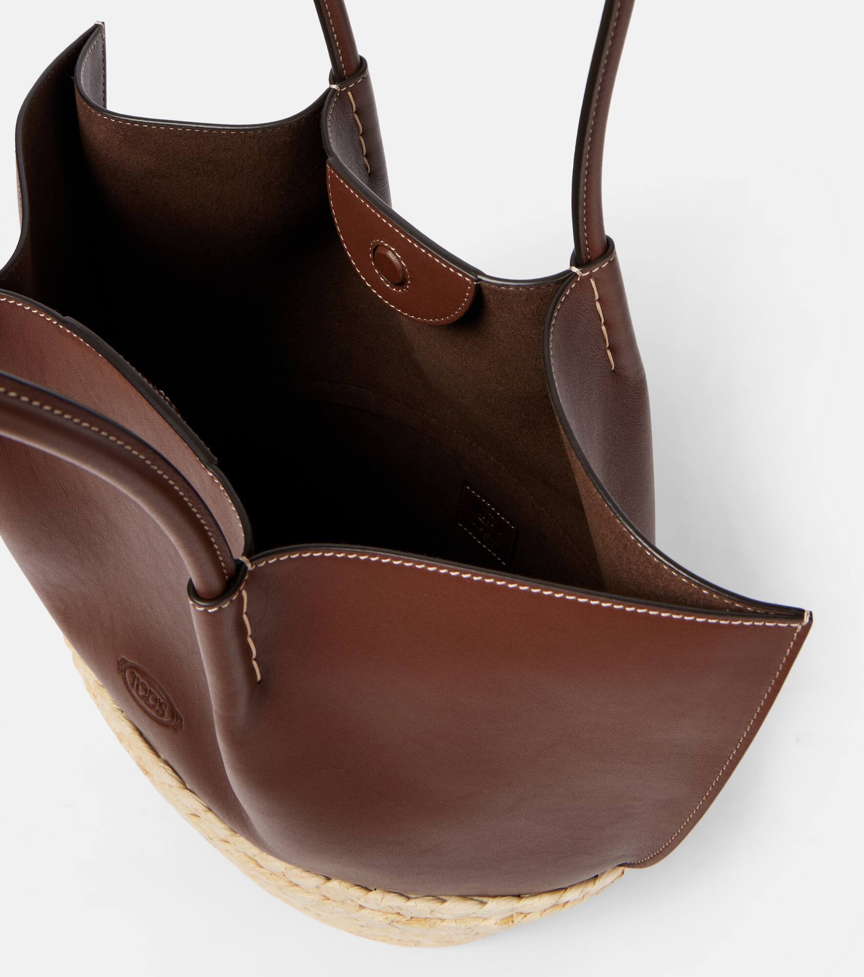Leather and straw shopper - 3