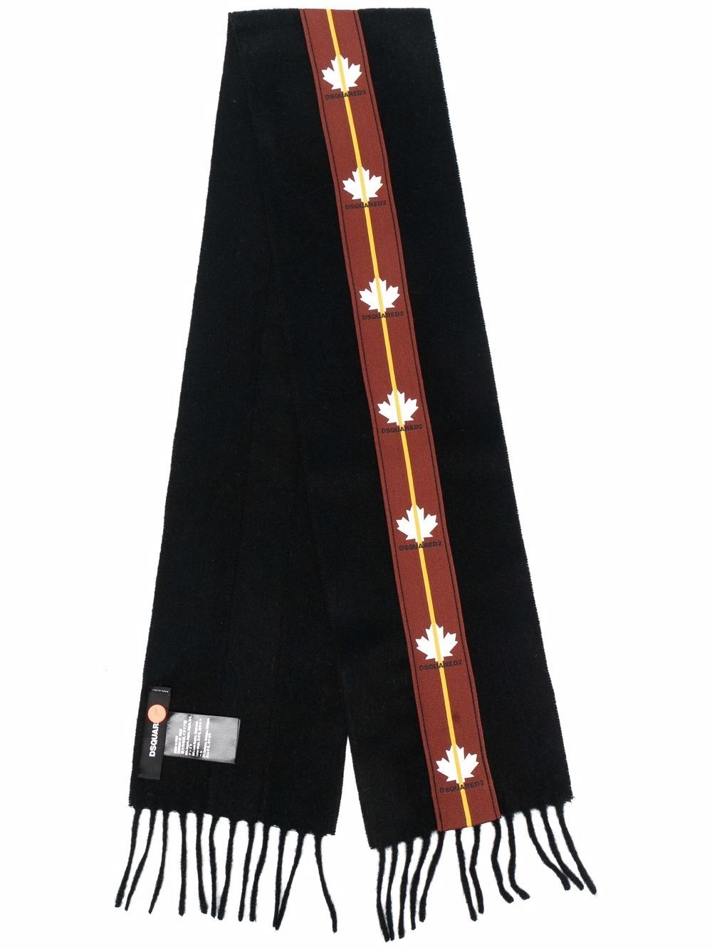 logo-tape fringed scarf - 1