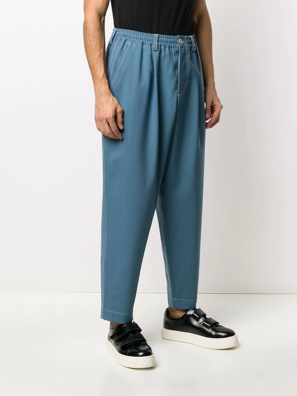 drop-crotch tapered trousers - 3