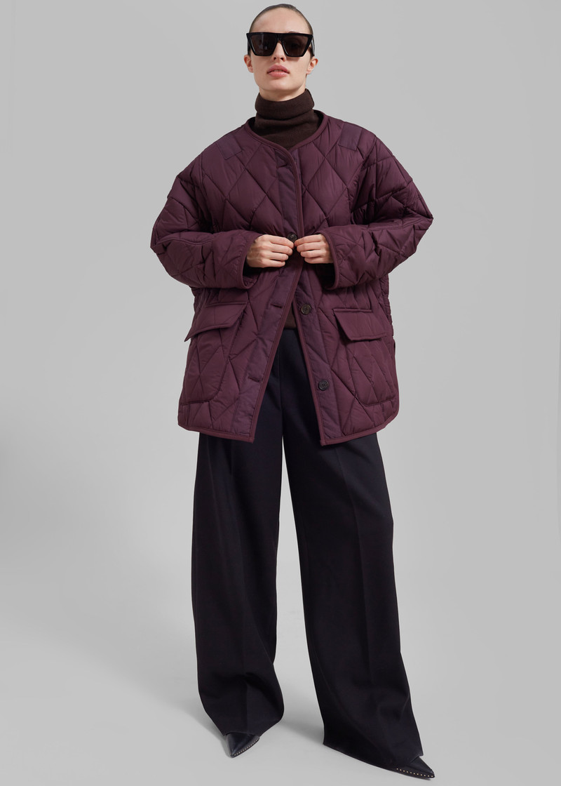 Teddy Quilted Jacket - Burgundy 4