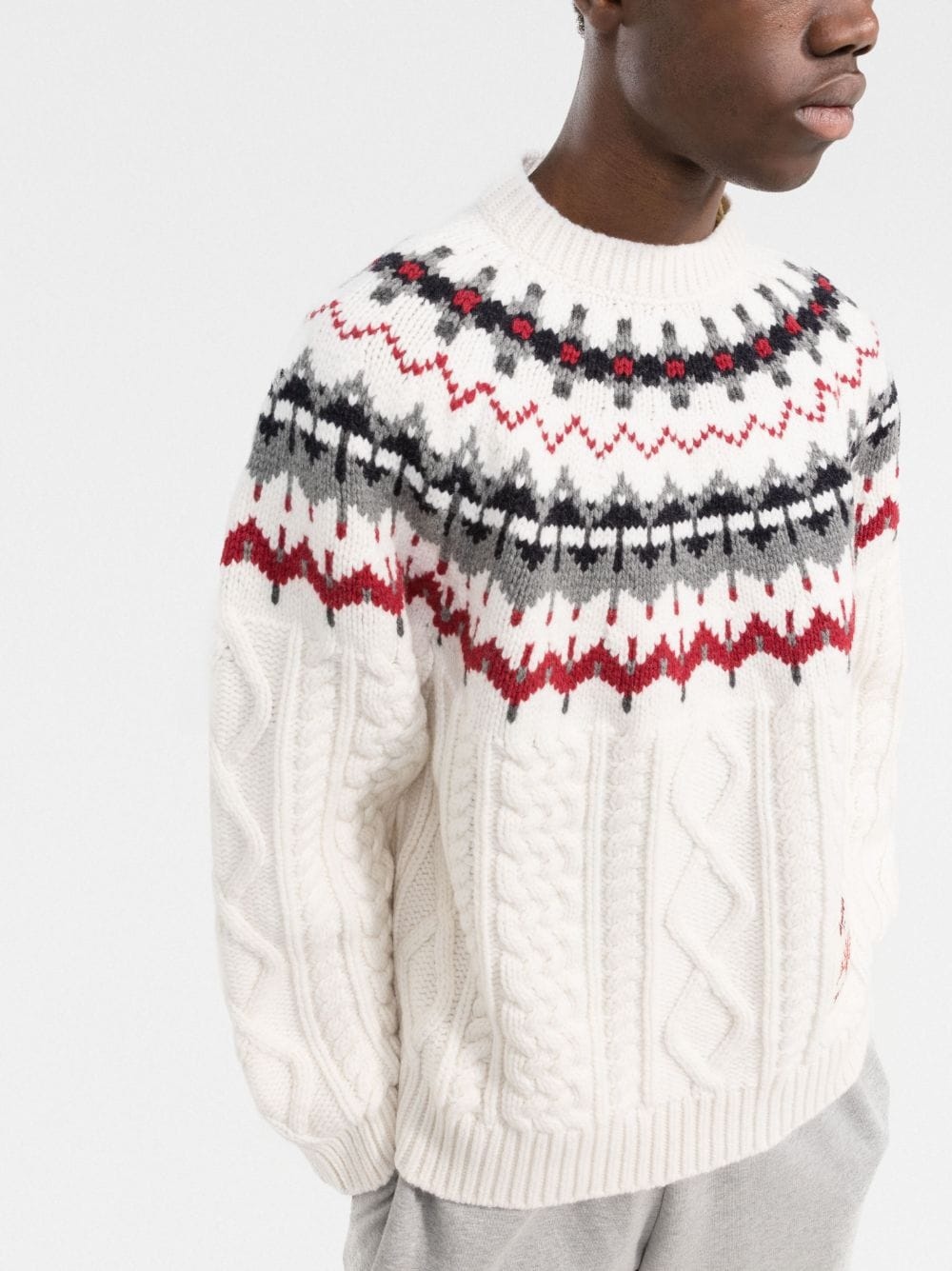 fair-isle cable-knit jumper - 3