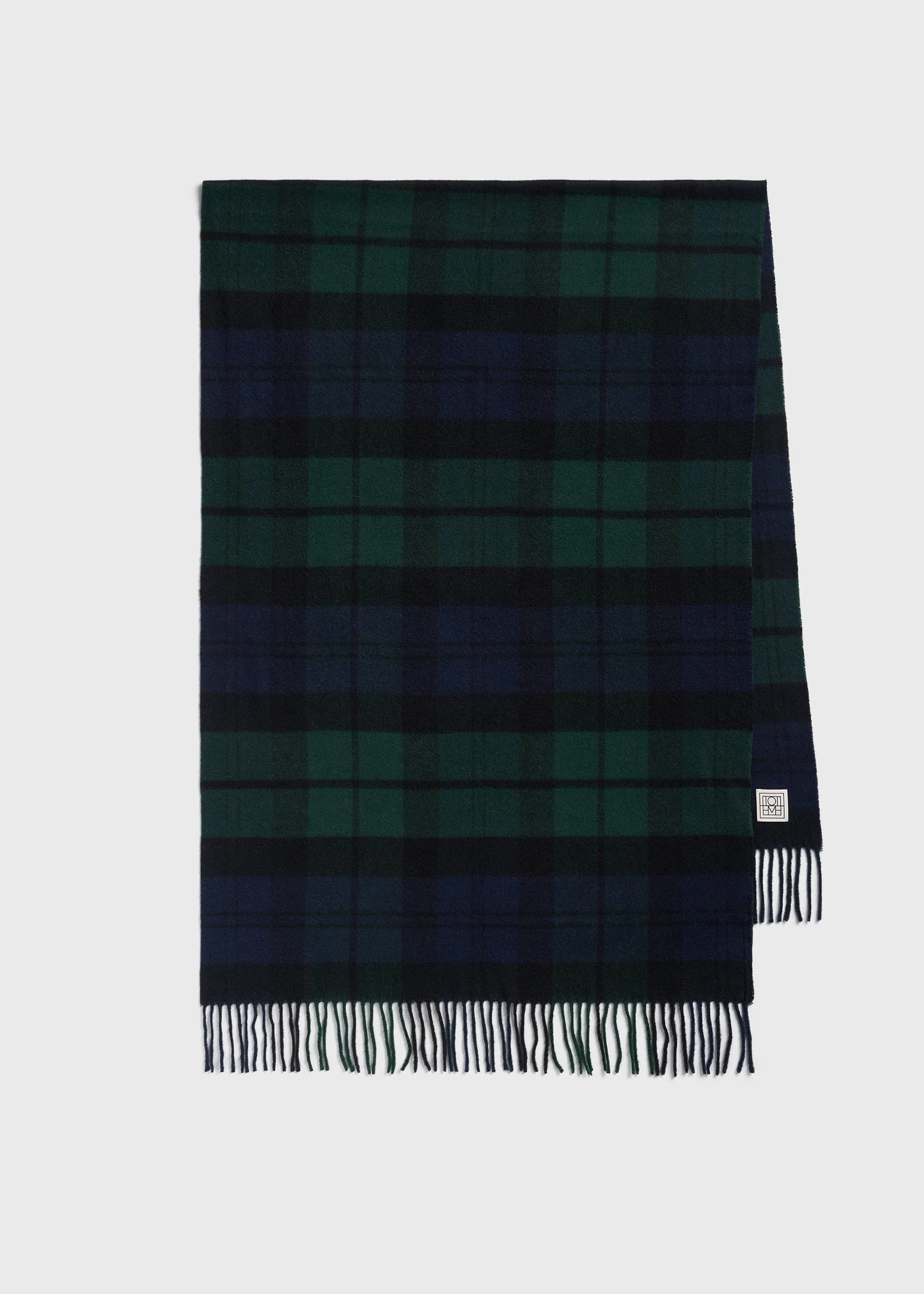 Checked cashmere scarf midnight/green - 1