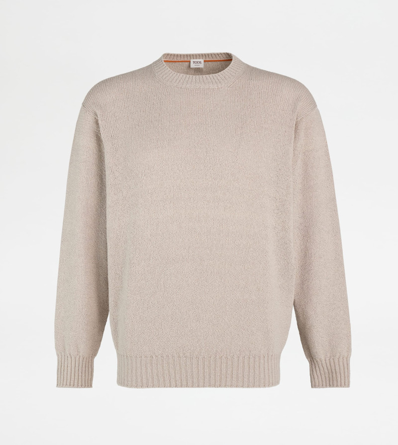 ROUND-NECK PULLOVER IN COTTON - BEIGE 1