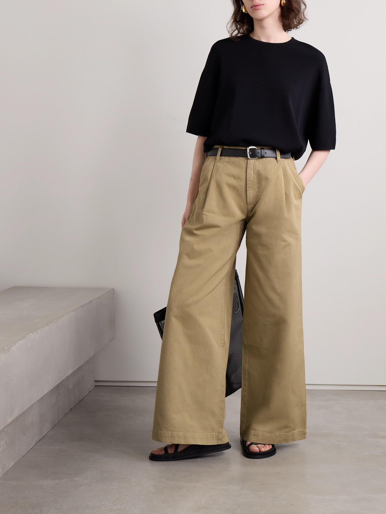 Daryl Pleated Cotton-twill Wide-leg Pants - 2