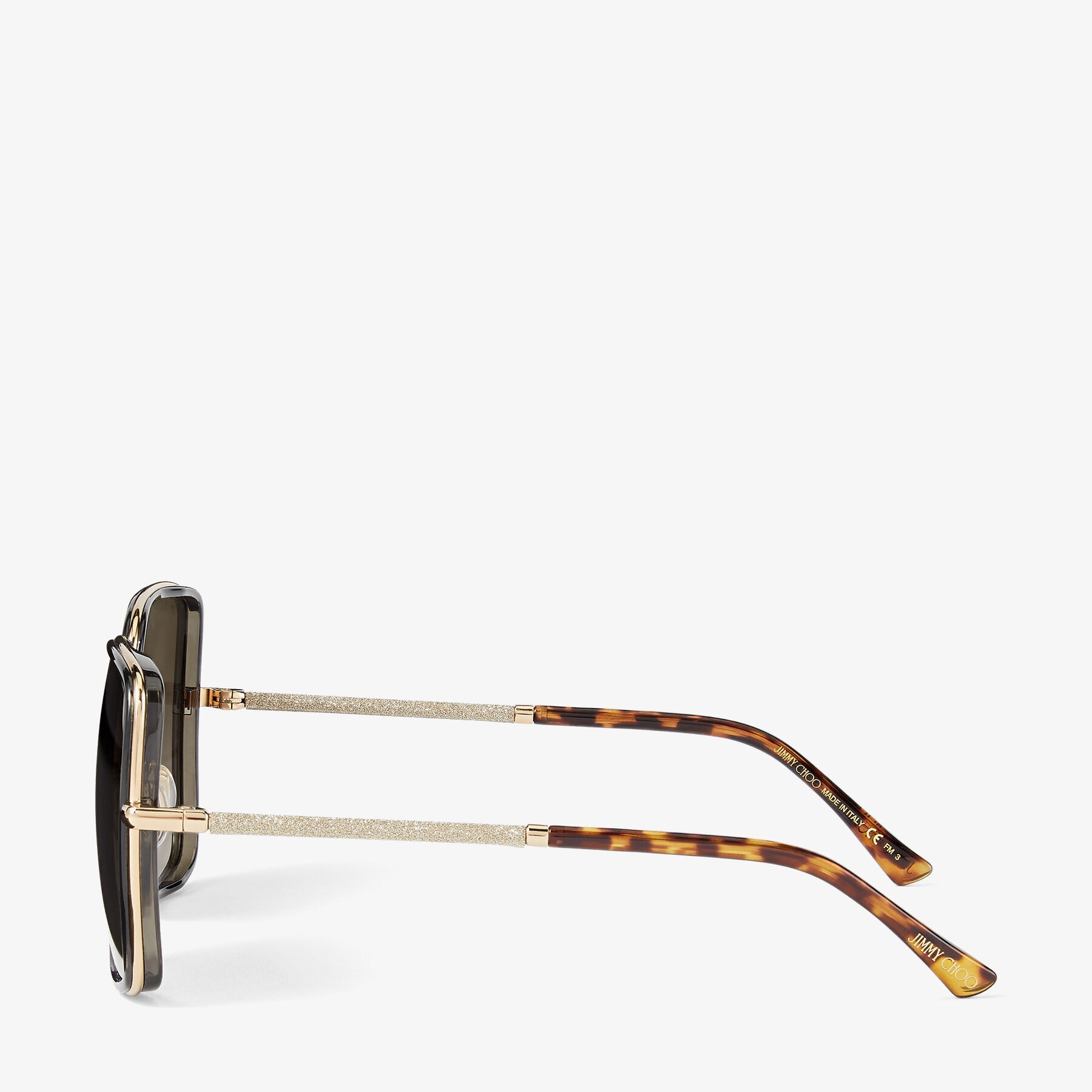 Jayla
Rose Gold and Black Square-Frame Sunglasses with Glitter - 2