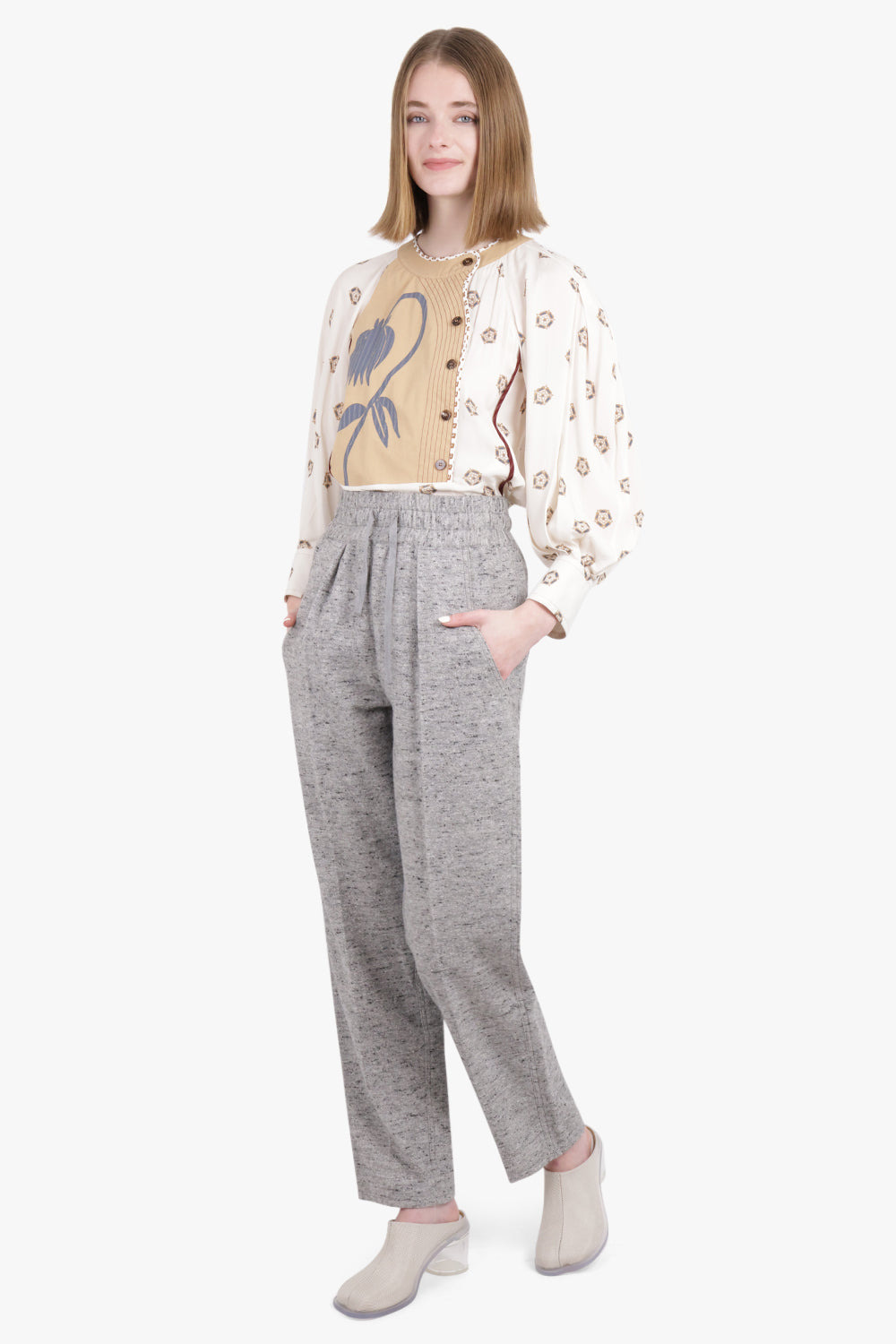 FLOWER PATCHWORK BLOUSE L/S SOFT WHITE - 2