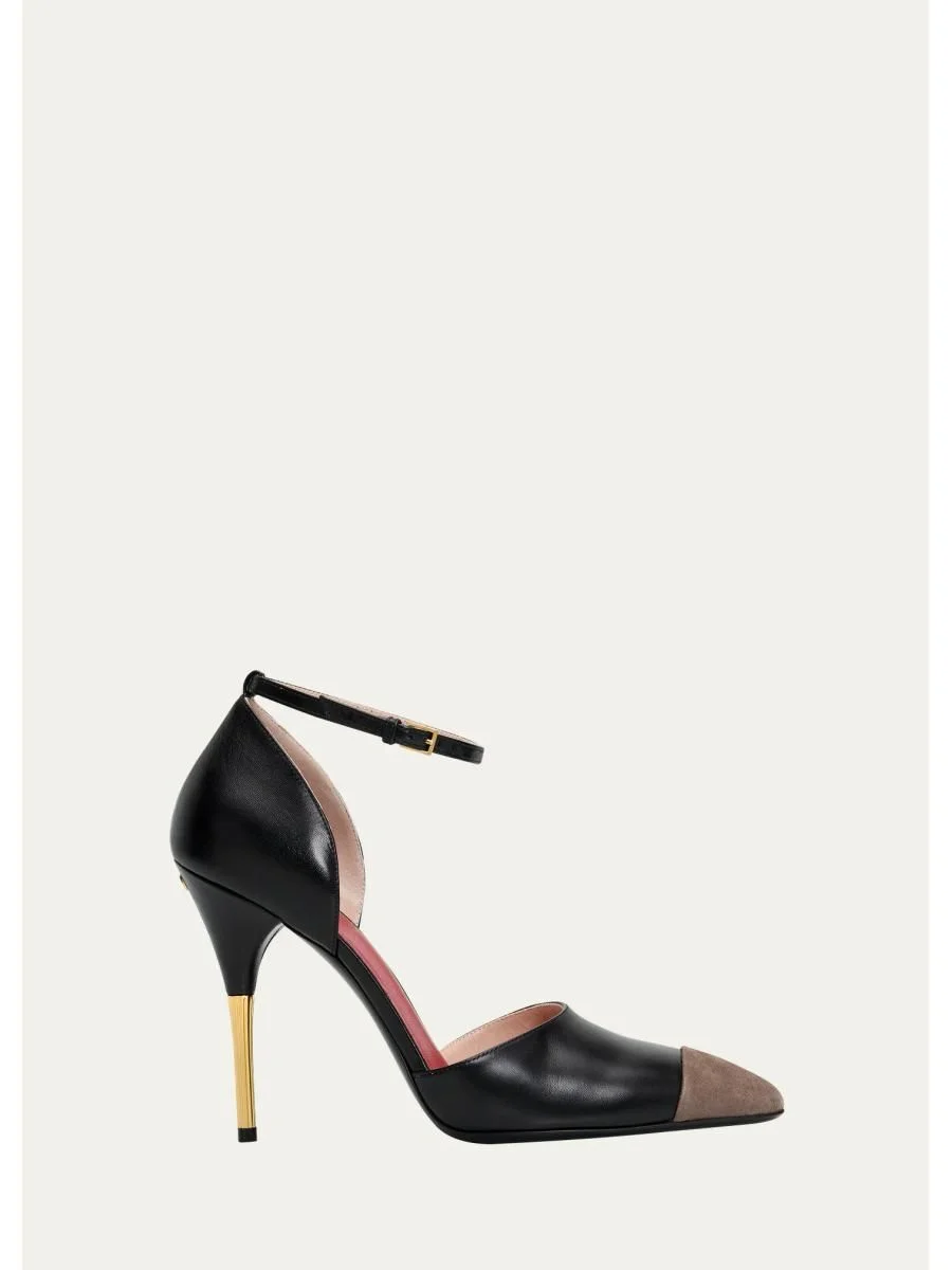 105mm Sinead Leather Cap-Toe d'Orsay Pumps - 1