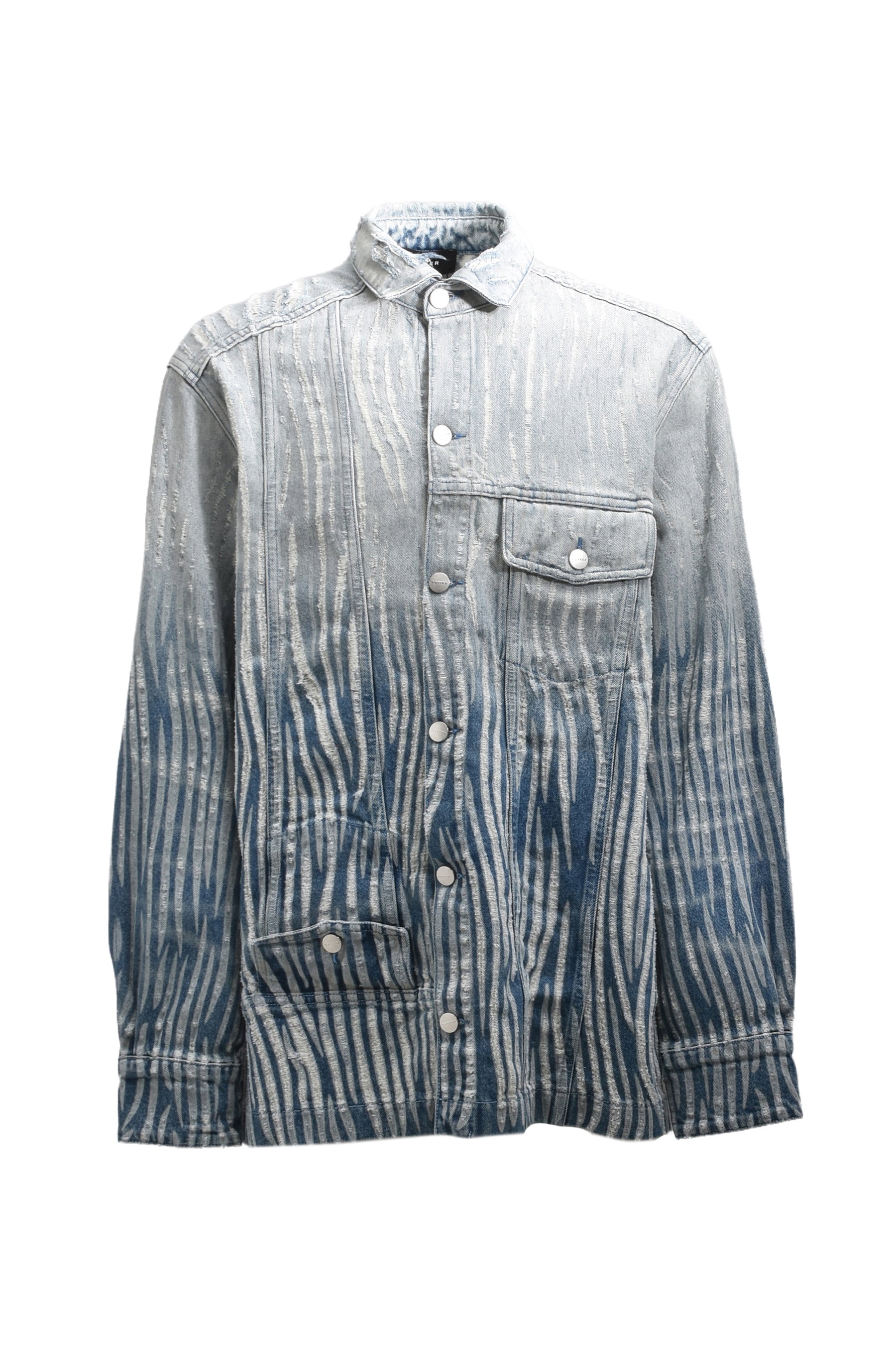 DENIM UPSIDE DOWN SHIRT LONG / INDIGO - 1