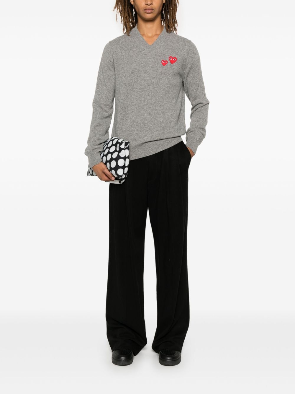 double heart-patch sweater - 2