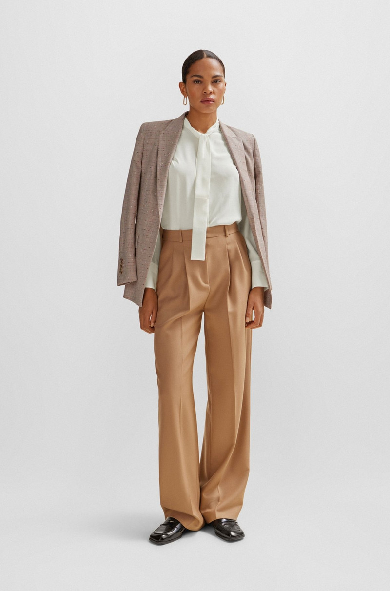 BOSS RELAXED-FIT BLOUSE IN WASHED SILK WITH TIE COLLAR outlook