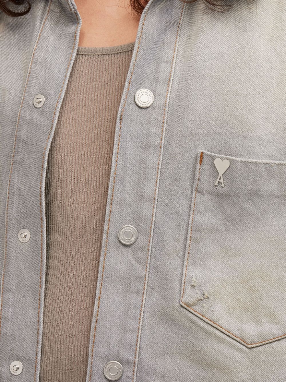 buttoned cotton shirt jacket - 6