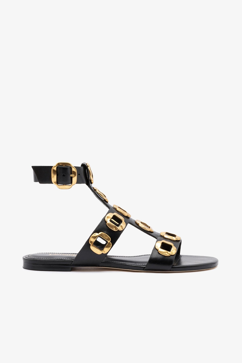 Milan Gladiator Flat In Black Leather 1