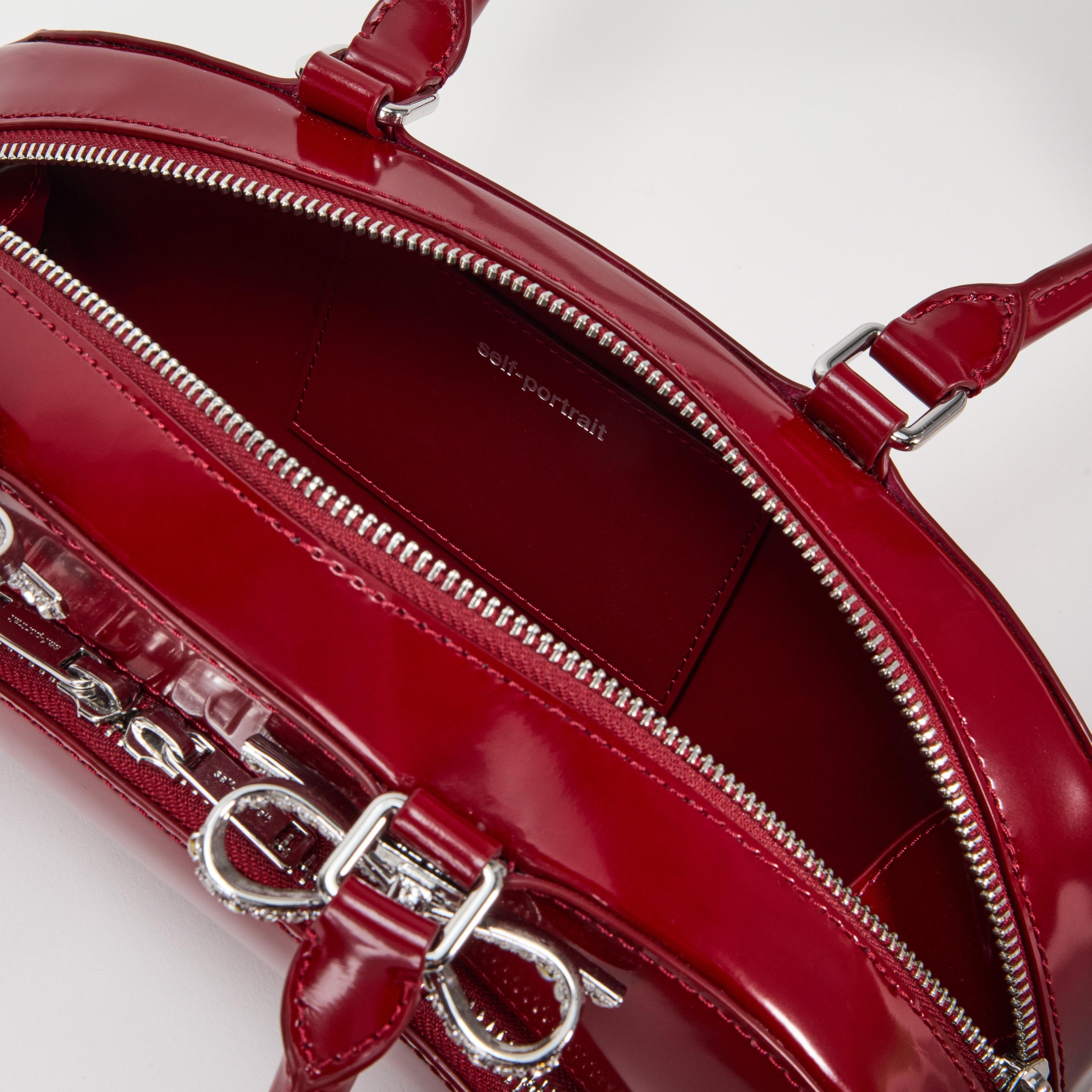 Burgundy Leather Curved Shoulder Bag - 4