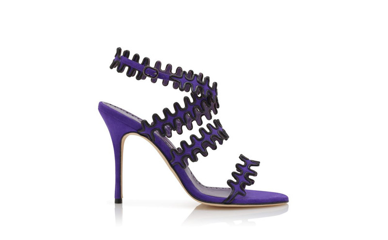 Purple Suede Ankle Strap Sandals 1