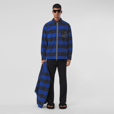 Burberry Letter Graphic Gingham Cotton Flannel Zip-front Shirt outlook