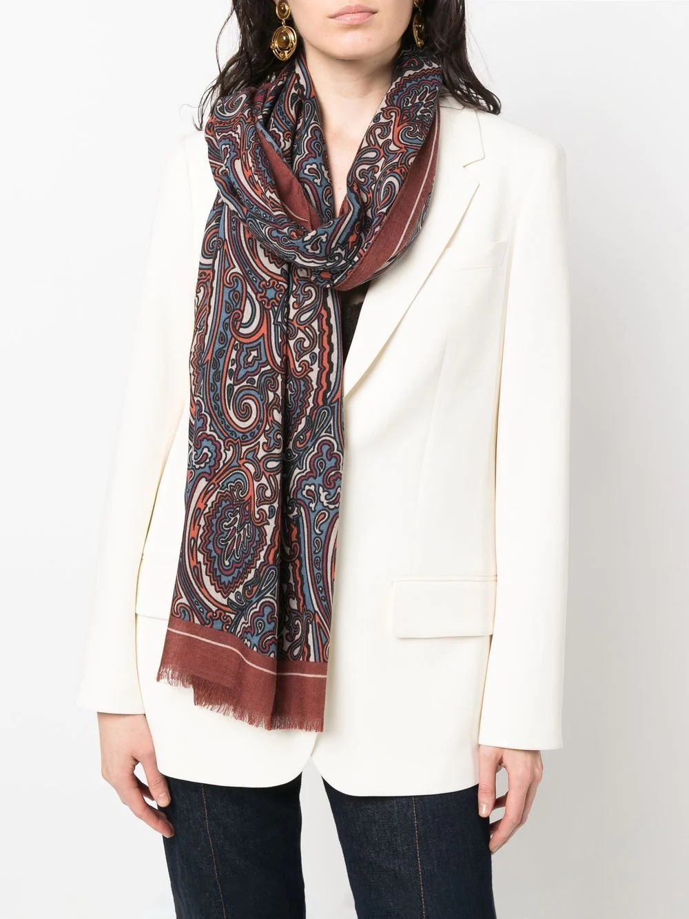 paisley-print knitted scarf - 2