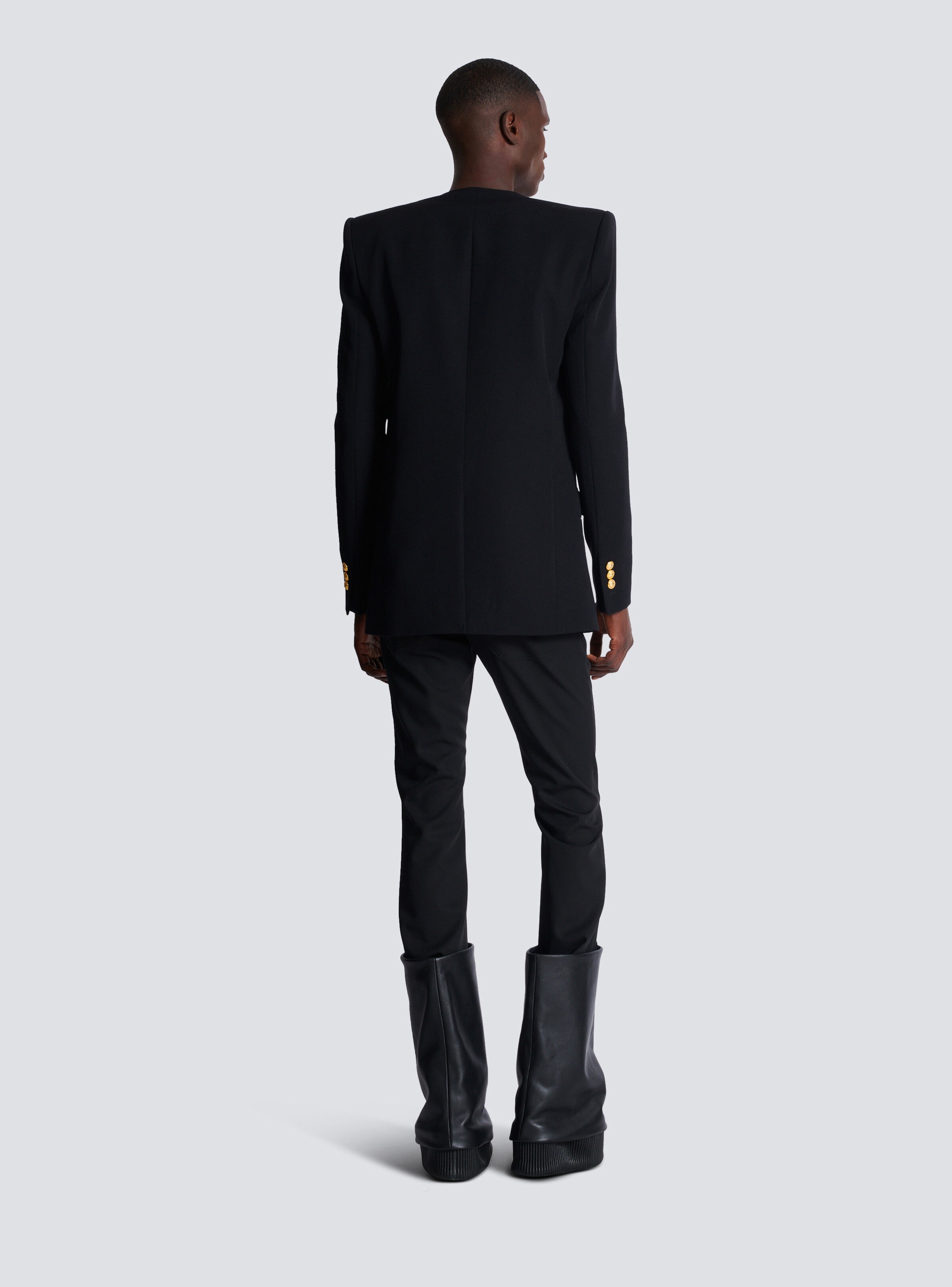 Grain de poudre jacket with satin lapels - 4