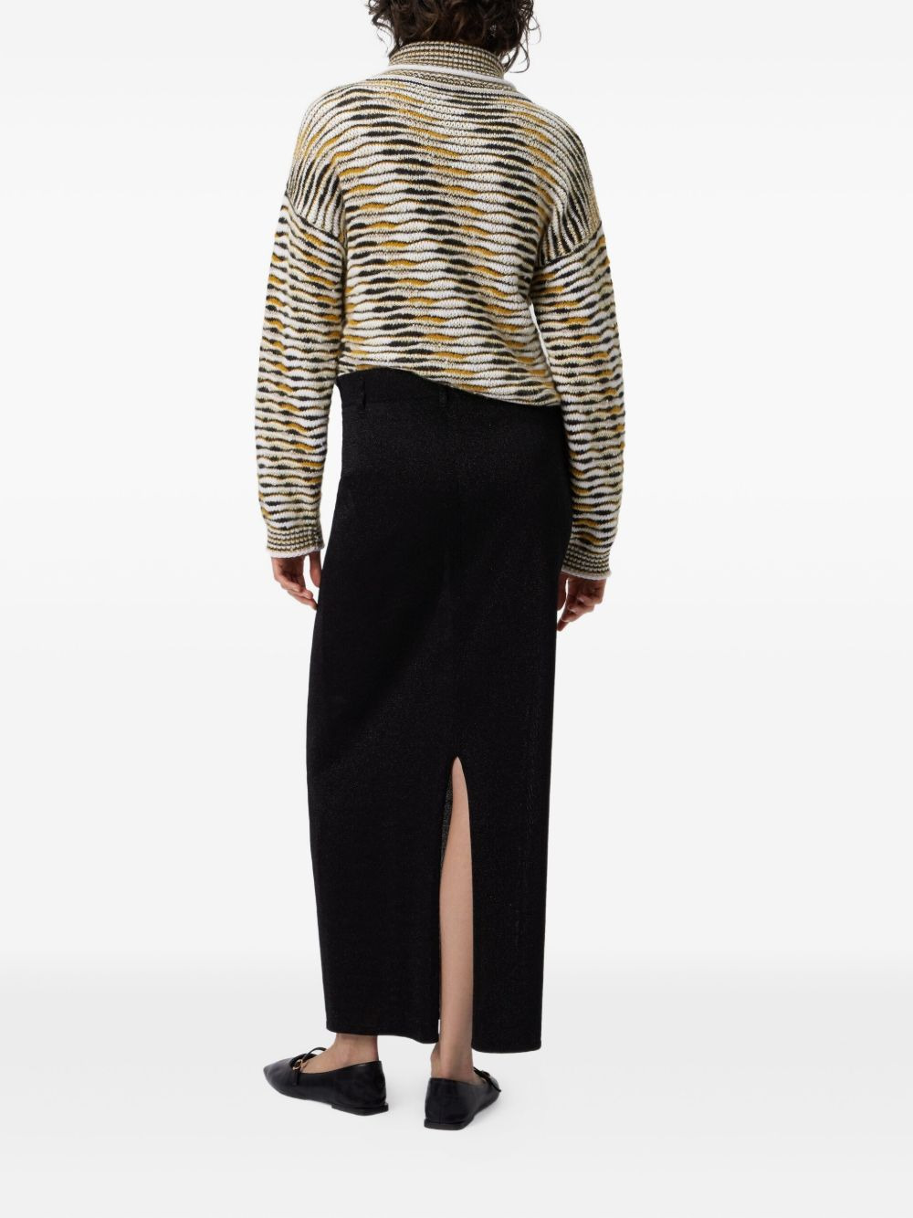 metallic-detail slit skirt - 3