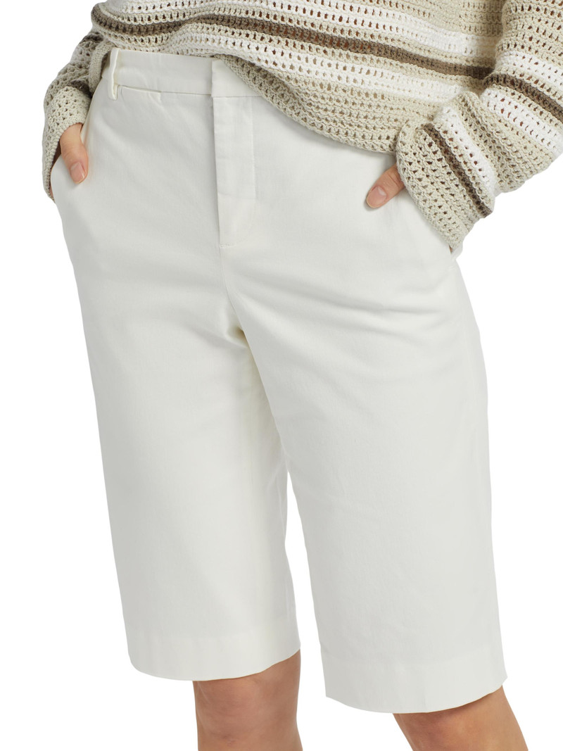 Women's Stretch-Cotton Mid-Rise Bermuda Shorts - Off White 6