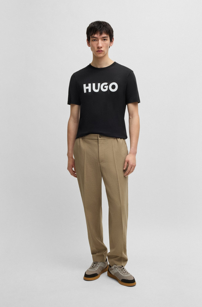 HUGO SLIM-FIT TROUSERS IN MELANGE WRINKLE-RESISTANT FABRIC outlook