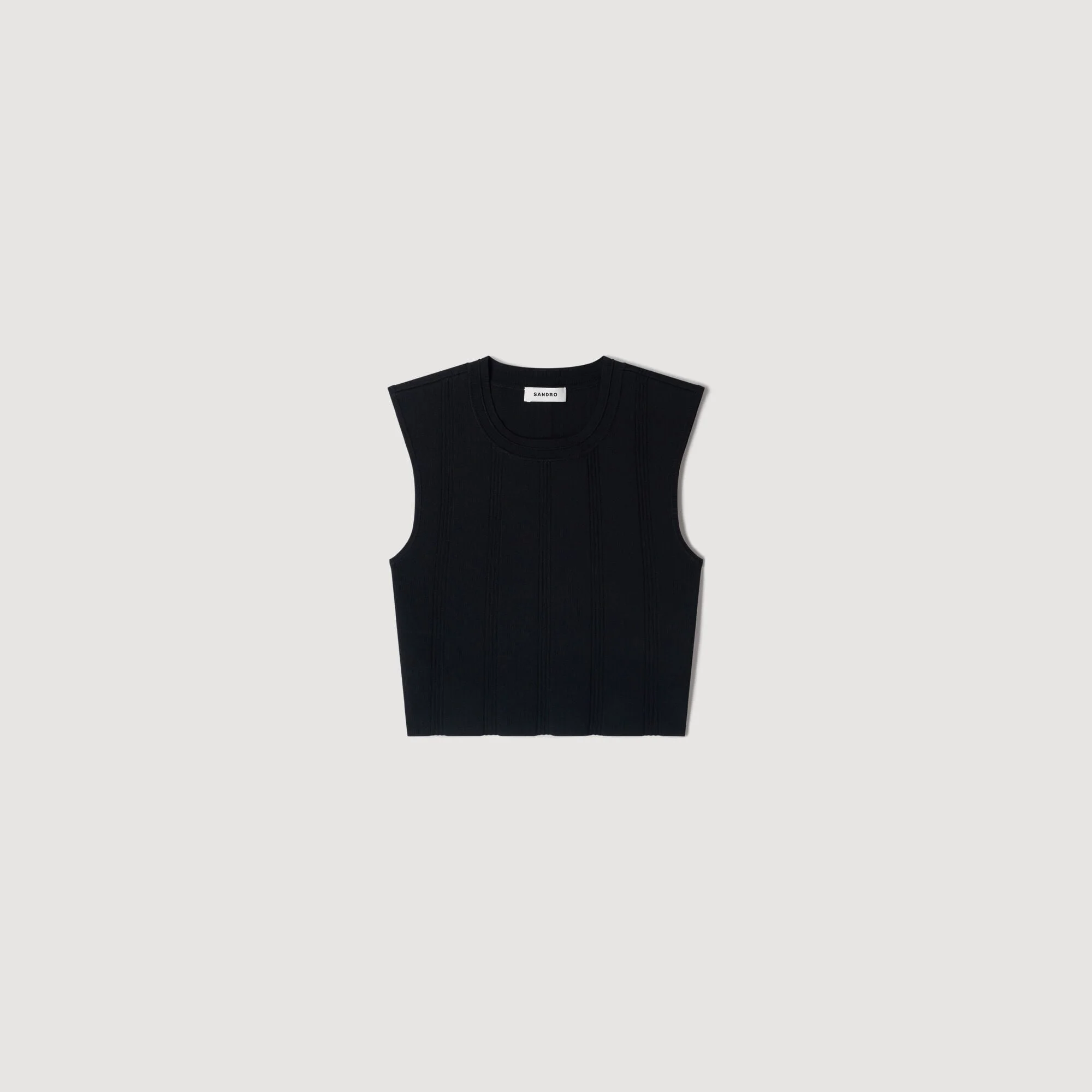 CROPPED RIBBED KNIT TOP - 1