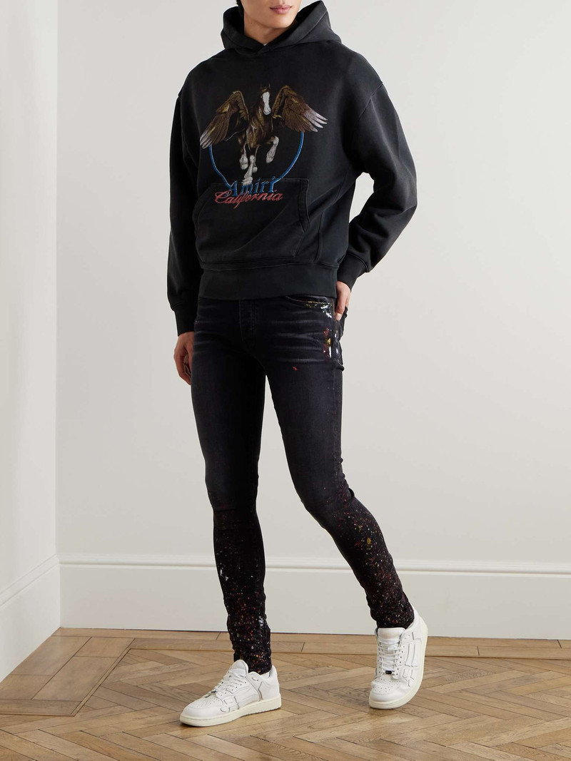 AMIRI Distressed Logo-Print Cotton-Jersey Hoodie outlook