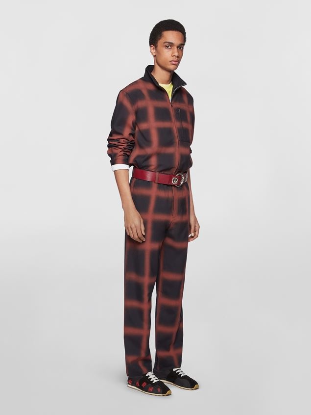 COOL WOOL TROUSERS WITH AIRBRUSHED CHECK MOTIF - 2