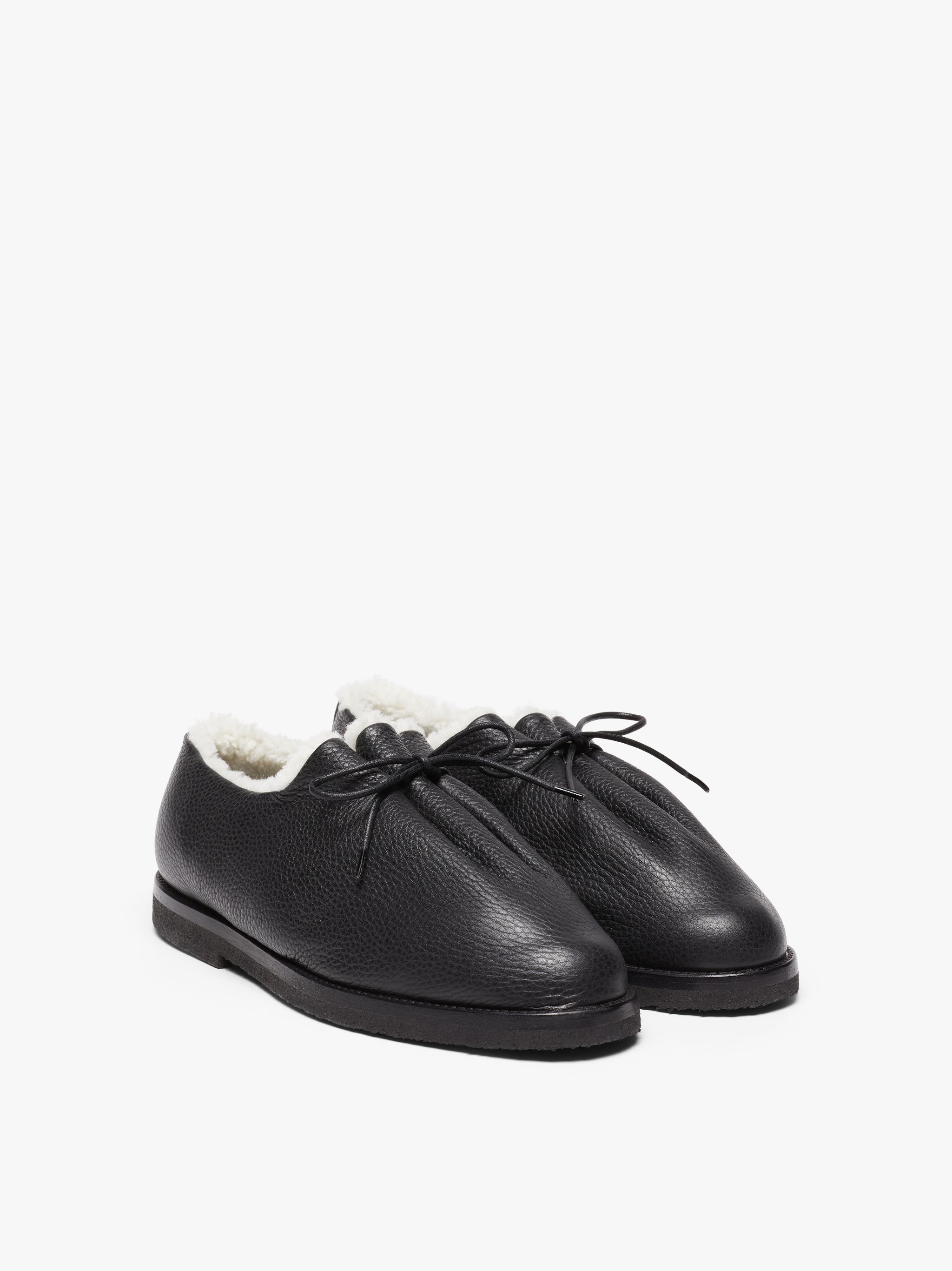 JACQUES SOLOVIÈRE BLACK SHEARLING SUEDE LACE-UP SHOES - 2