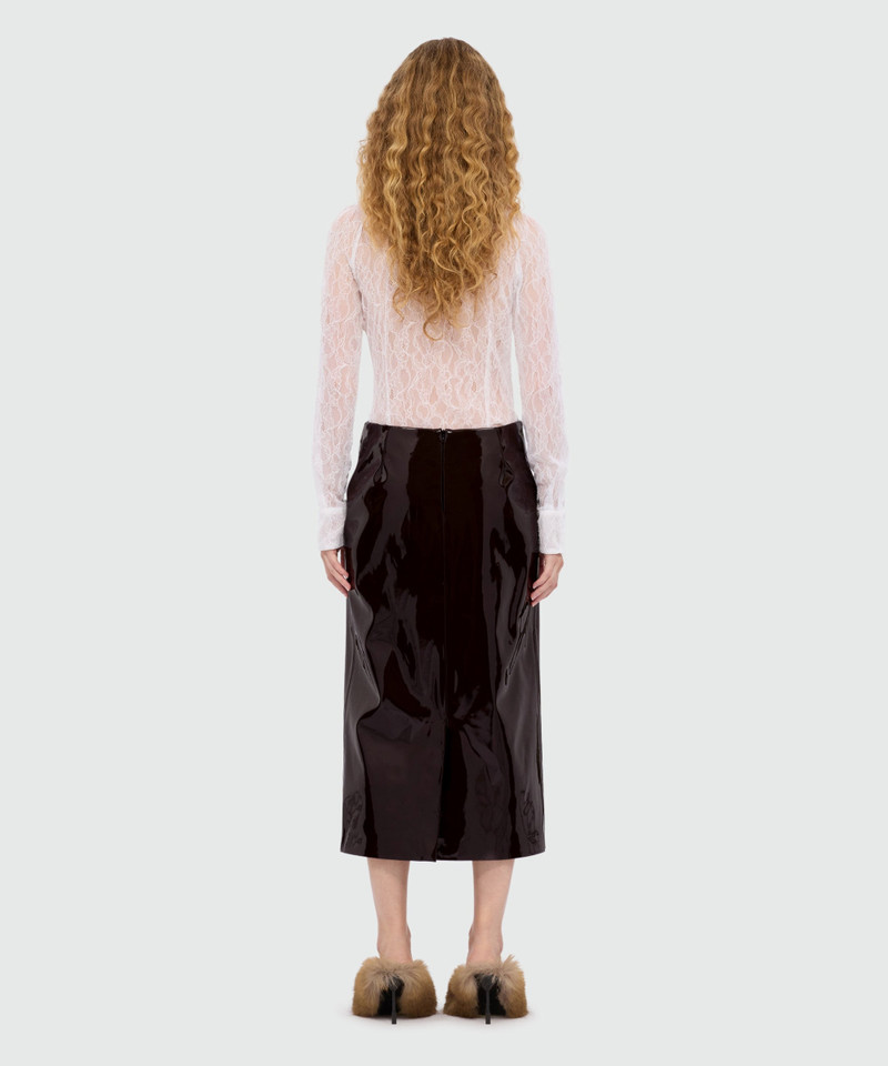 Brown vinyl midi skirt 3