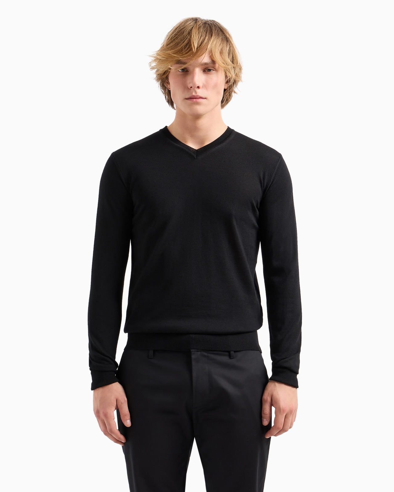 Pure virgin wool V-neck jumper - 2