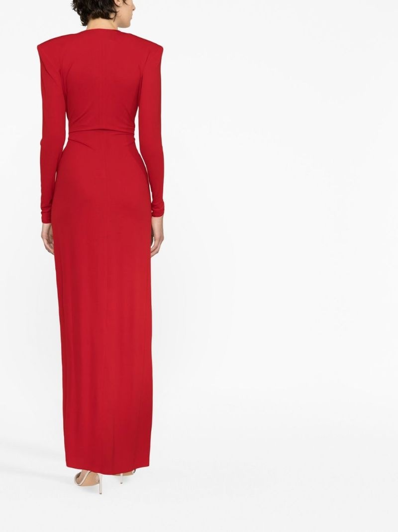 plunge-neck draped gown - 4