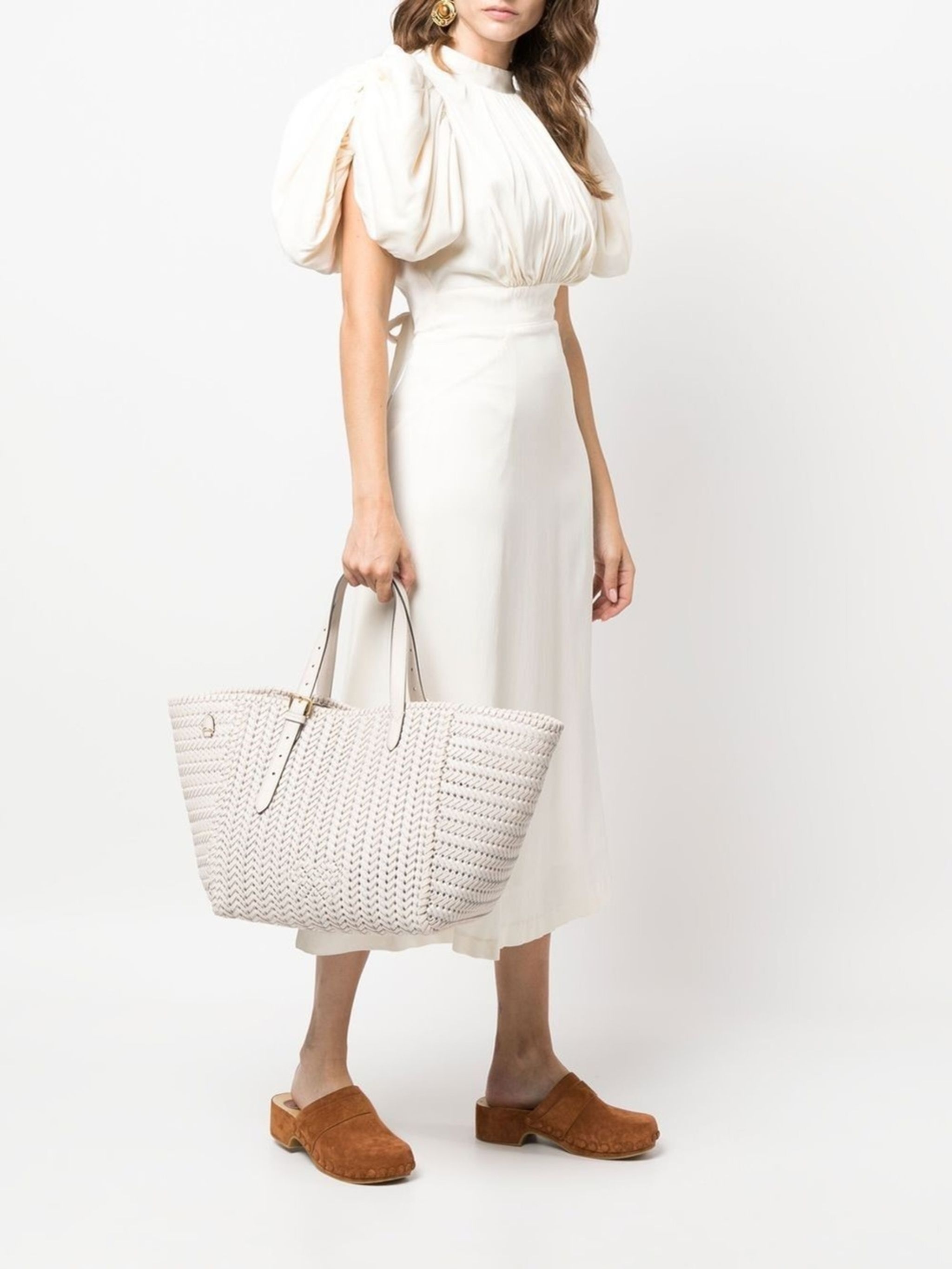 woven leather tote bag - 2