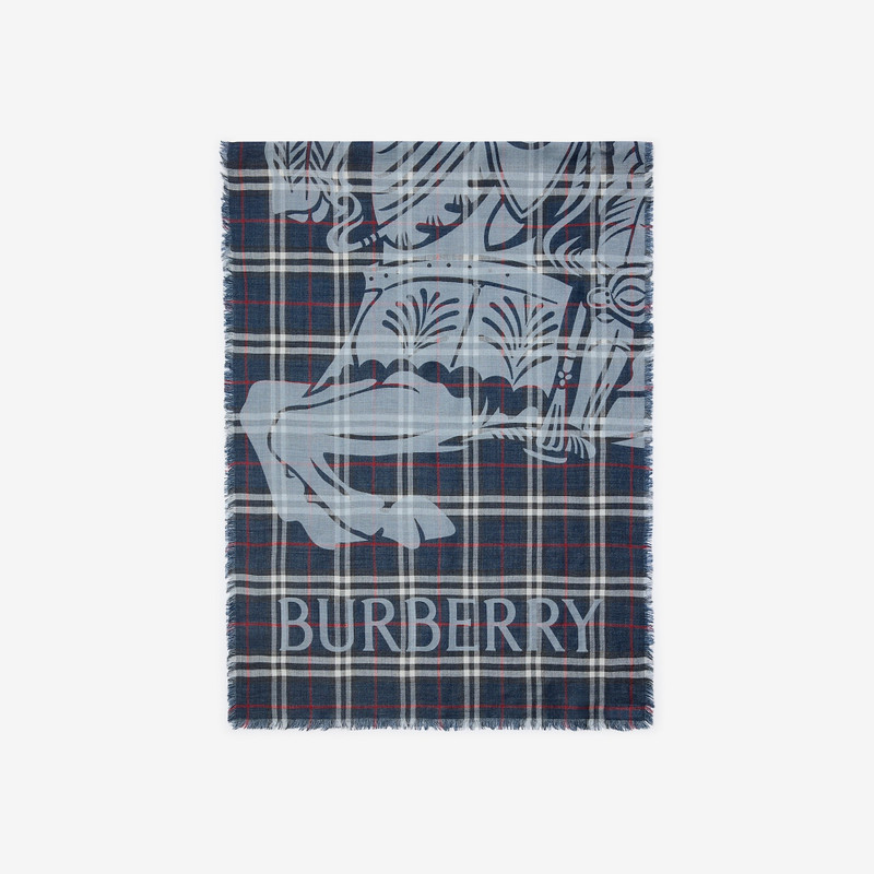Wide EKD Check Wool Silk Scarf 1