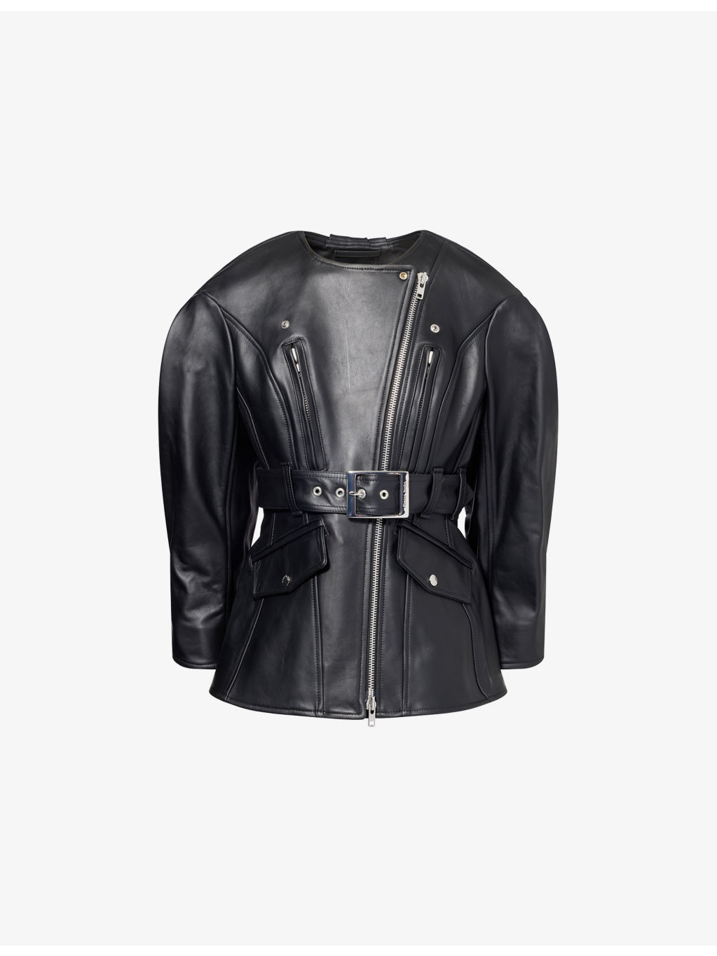 Sculpted Bow-Embellished Leather Jacket - 1