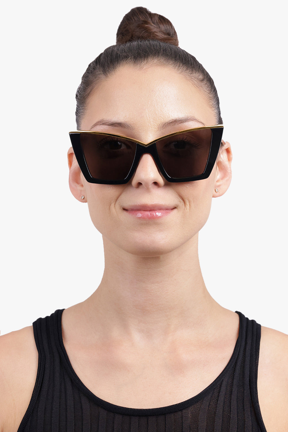 SL 570 GOLD TRIM CAT EYE SUNGLASSES | BLACK/GOLD - 4