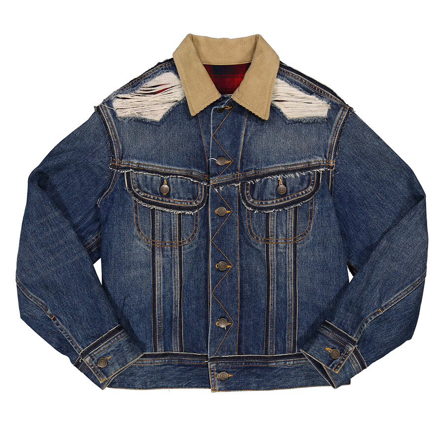 Maison Margiela Men's Indigo Pendleton Denim Jacket - 5