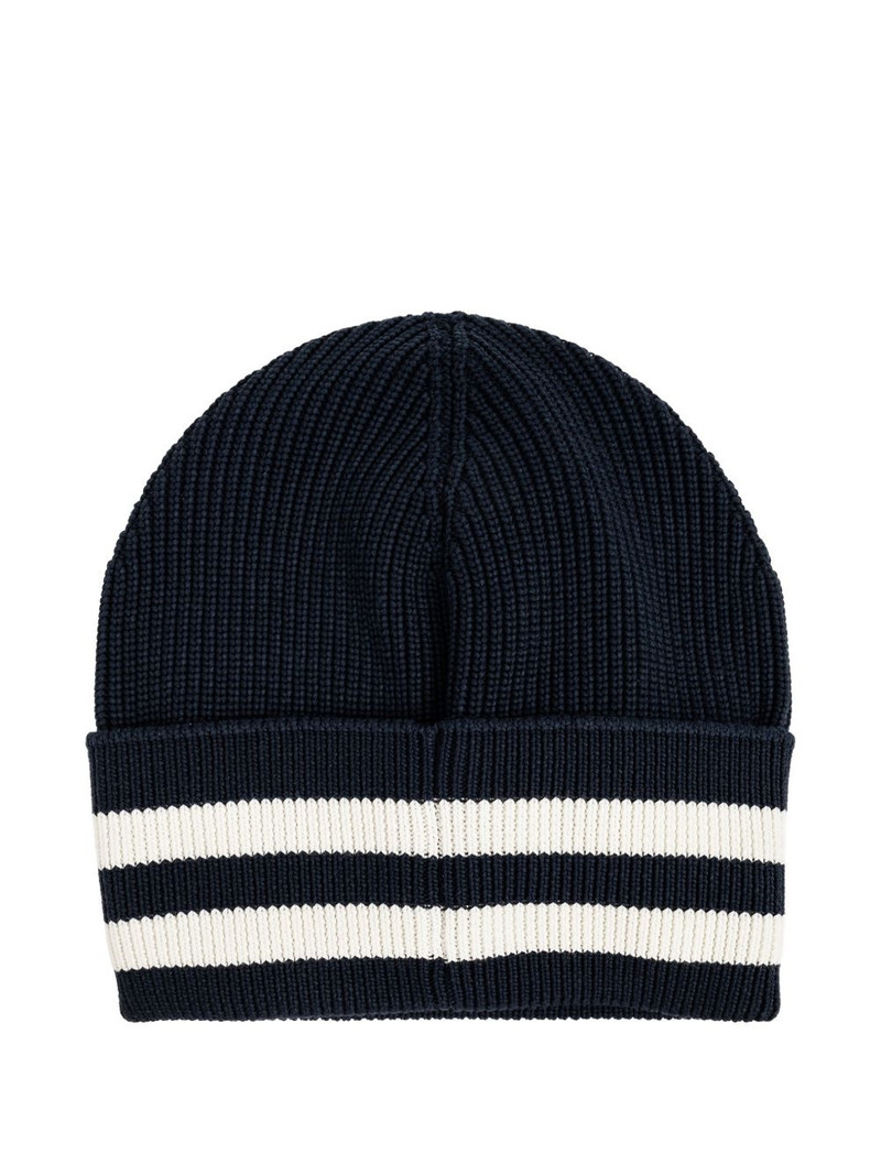 Moncler striped logo-patch beanie hat outlook