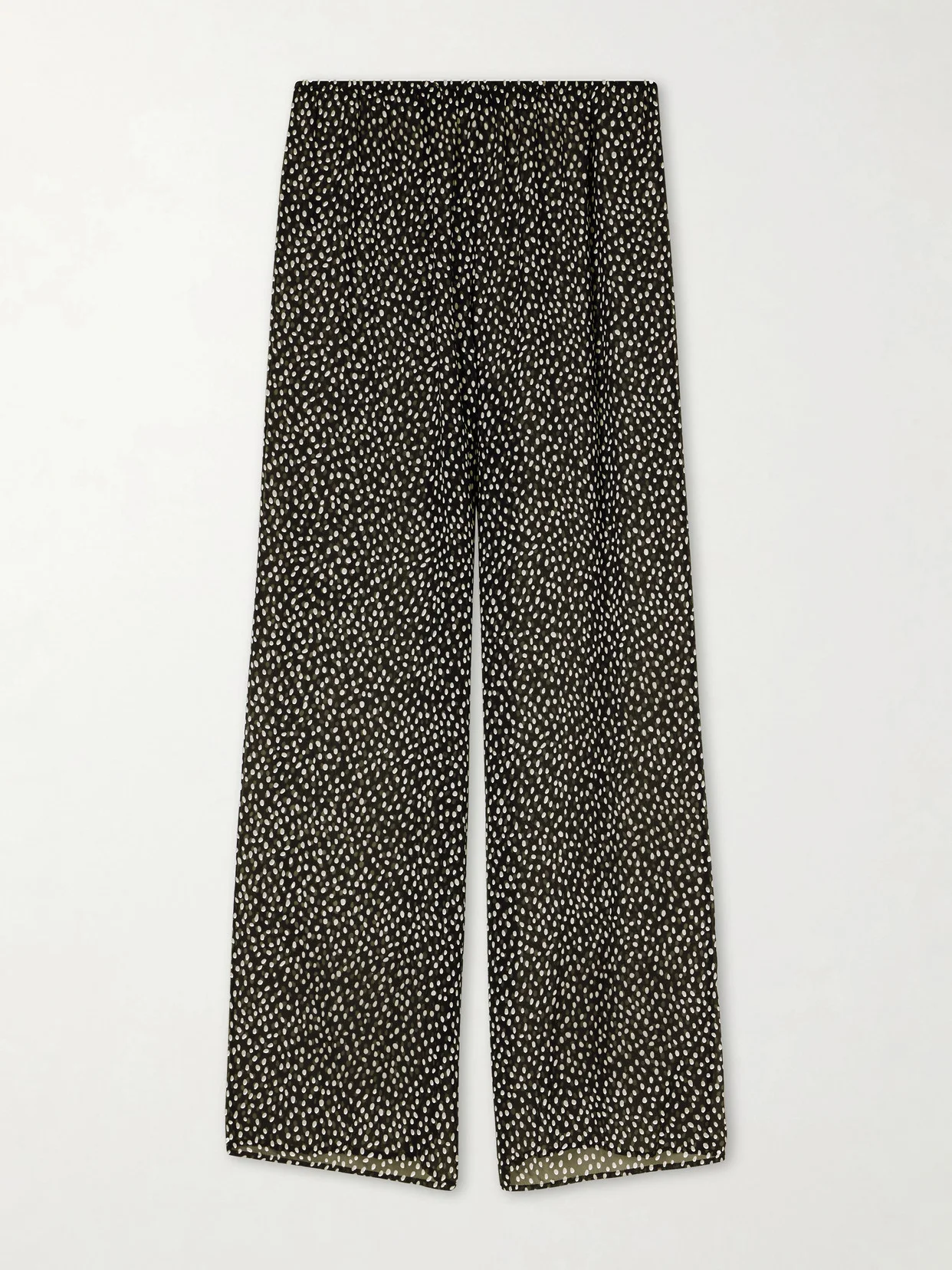 Polka-dot Silk Straight-leg Pants - 1