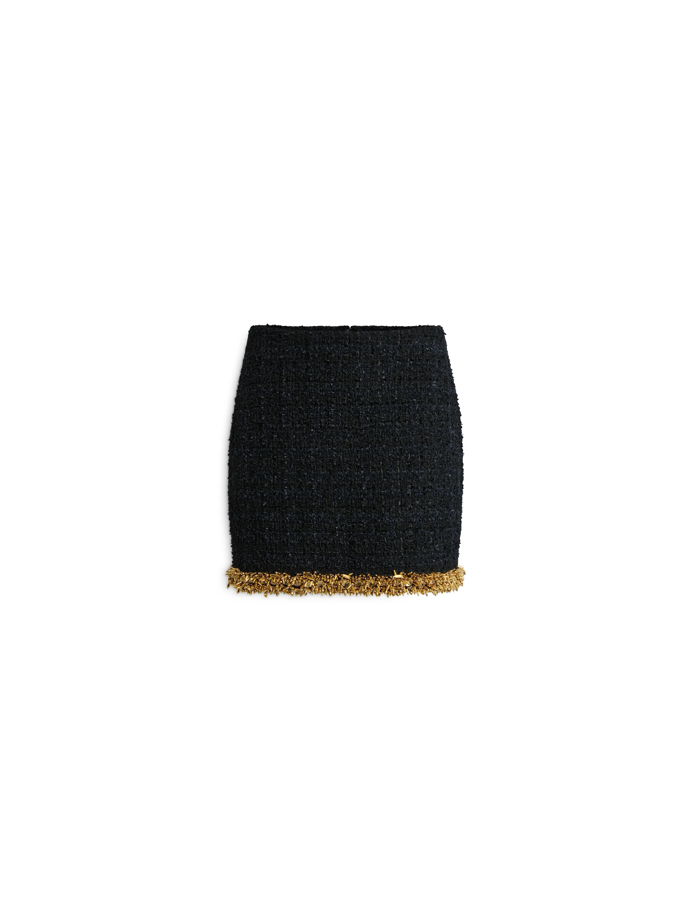 Short tweed skirt with embroidered trim - 1