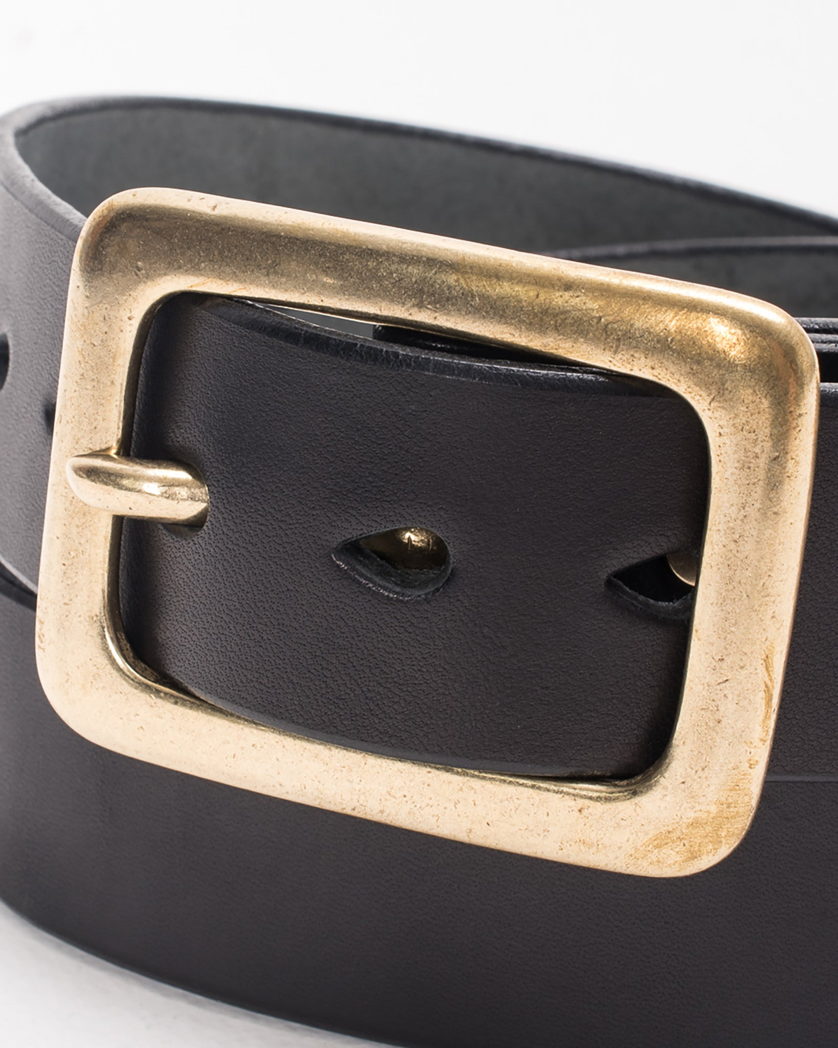 IHB-11-BLK Heavy Duty "Tochigi" Leather Belt with Brass Garrison Buckle - Black - 2