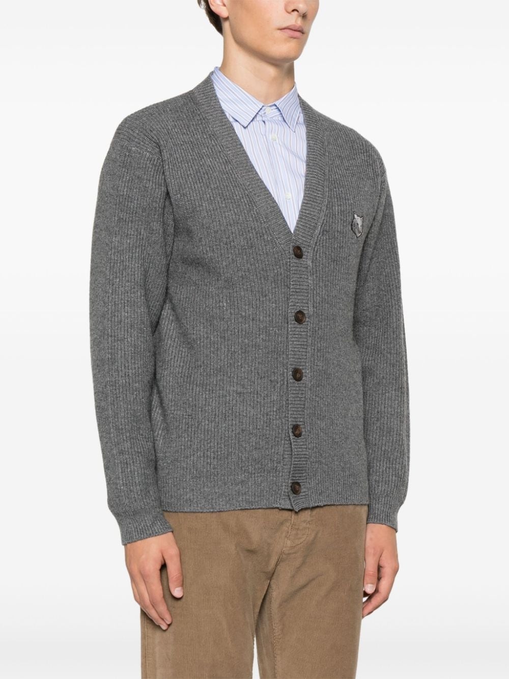 Bold Fox Head-patch cardigan - 3