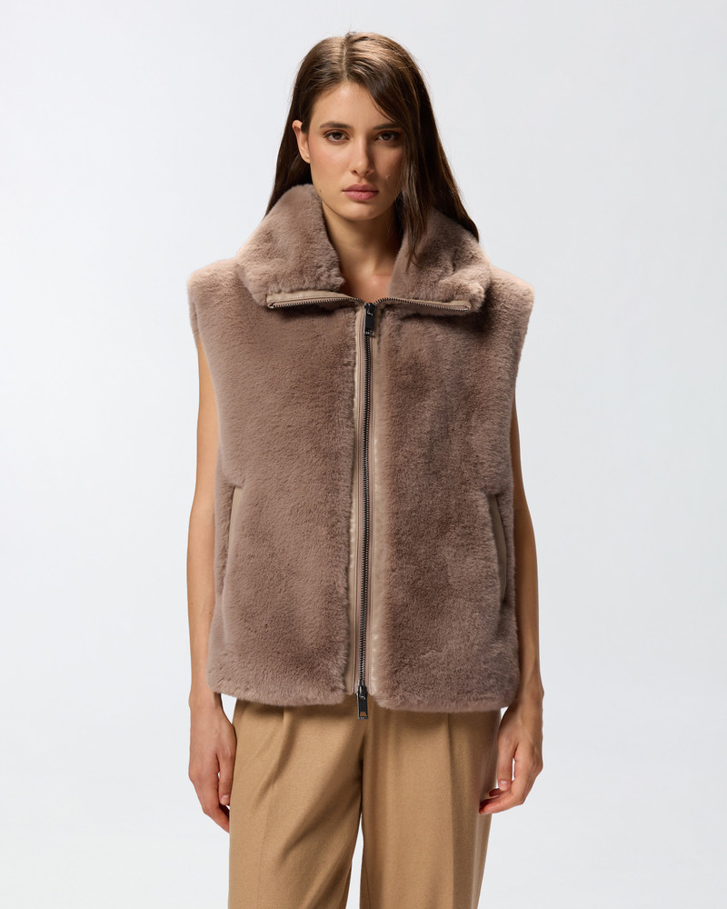 PINKO FAUX FUR GILET WITH ZIP outlook
