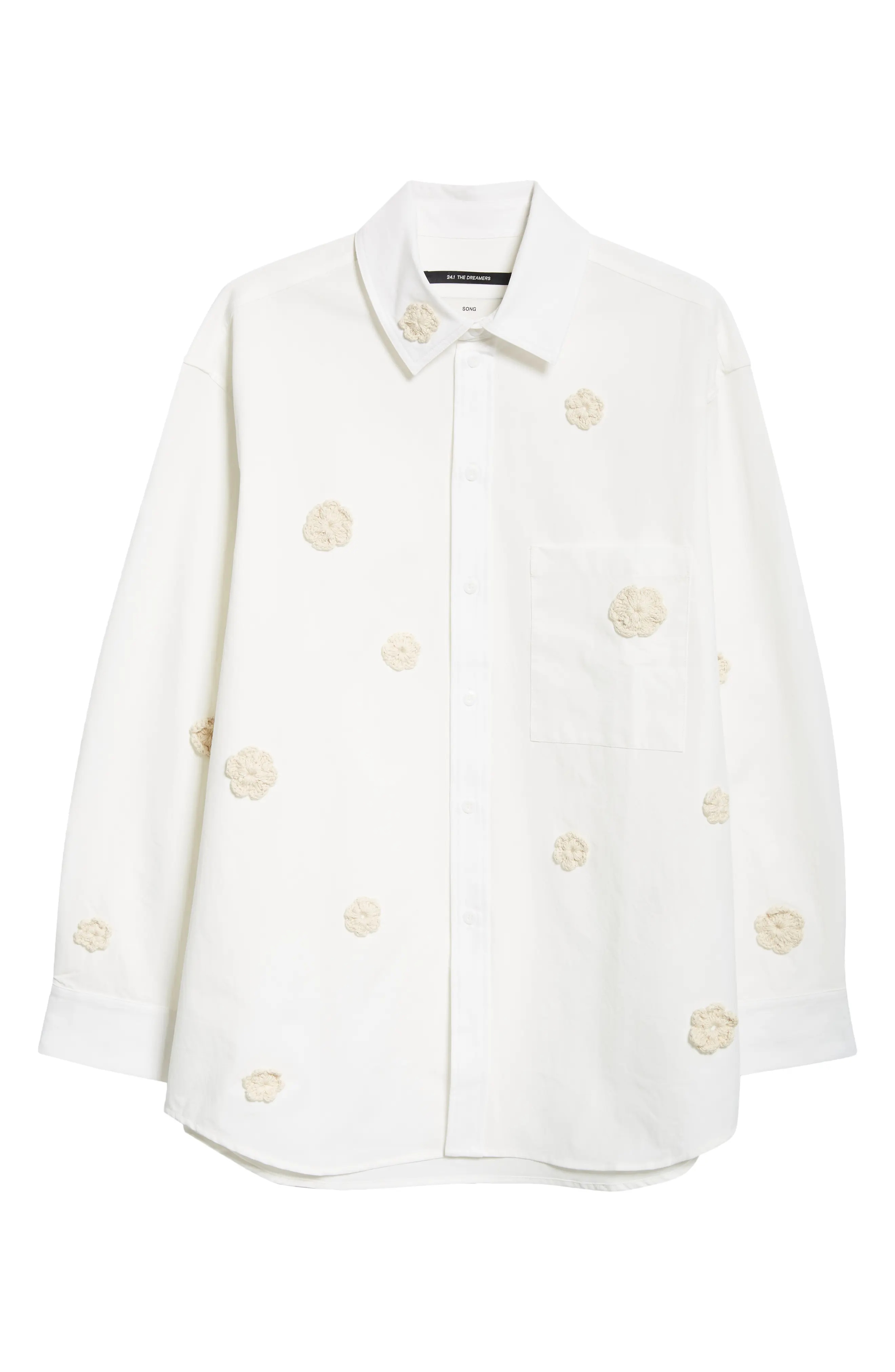 Floral Appliqué Button-Up Shirt - 5