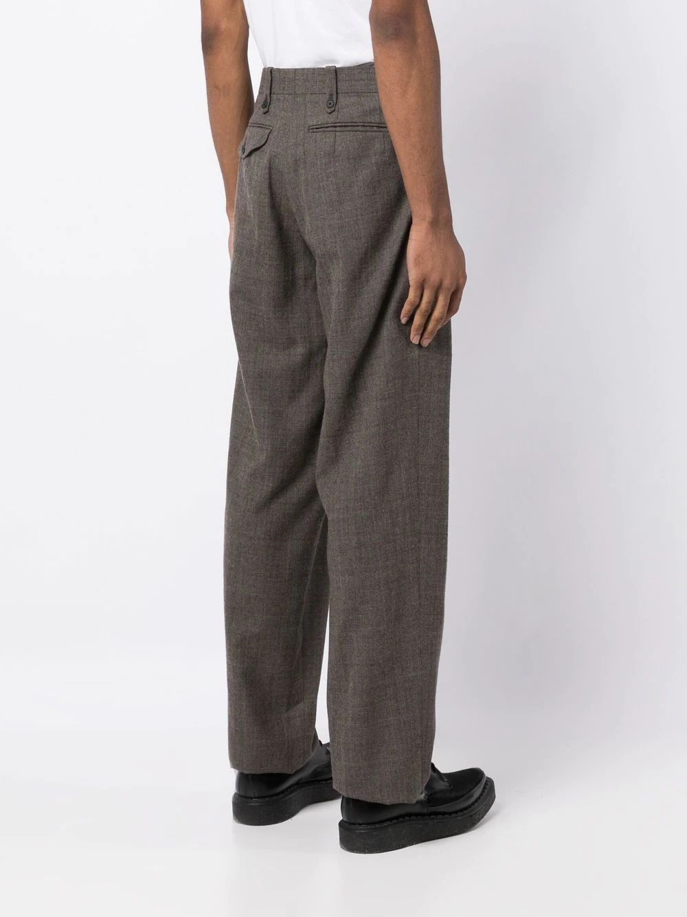 check-pattern straight trousers - 4