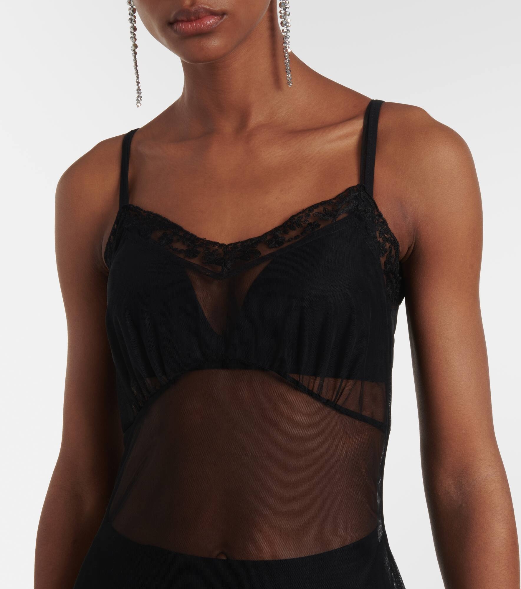 Tulle-trimmed slip dress - 4