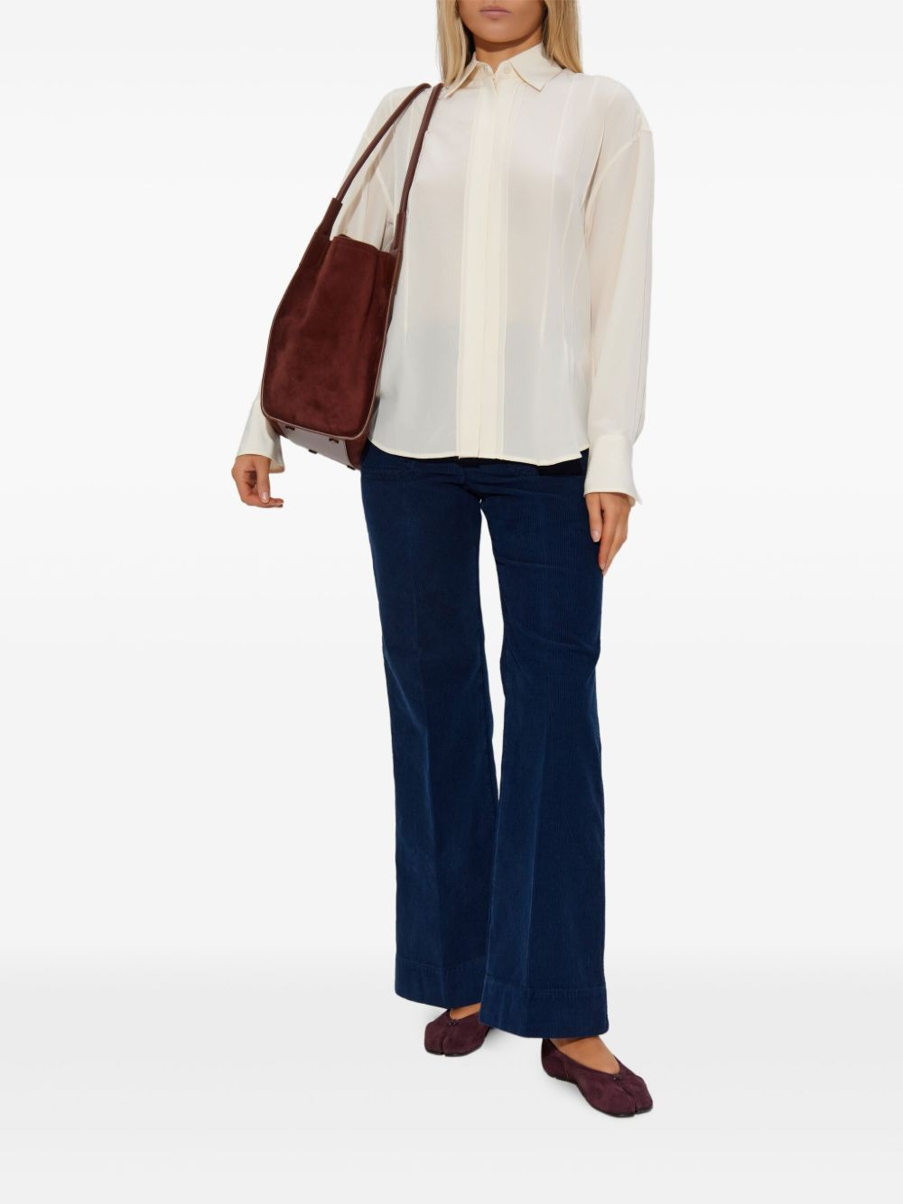 pleated-detail silk shirt - 2
